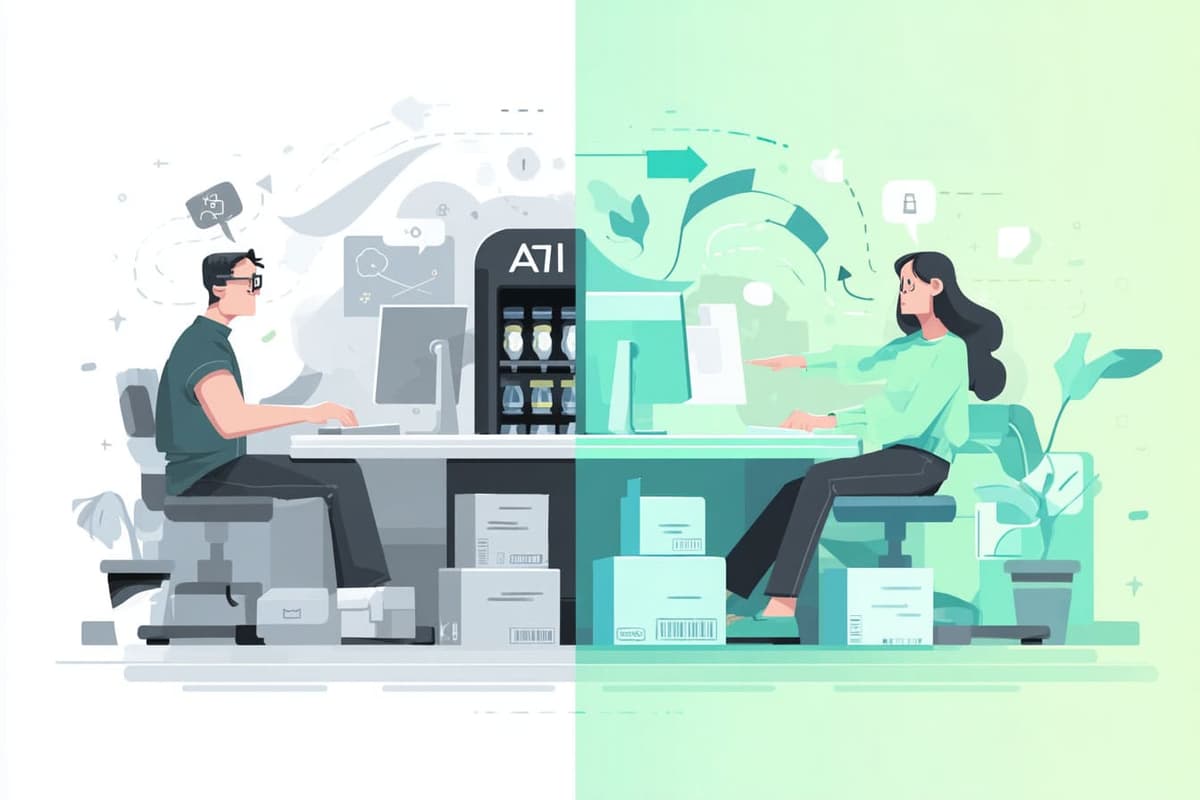 Illustration showing the shift from AI as writer to AI as thinking partner