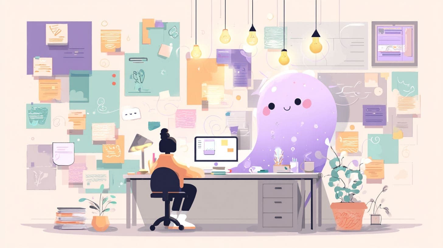 Creative workspace with AI-powered brainstorming visualization